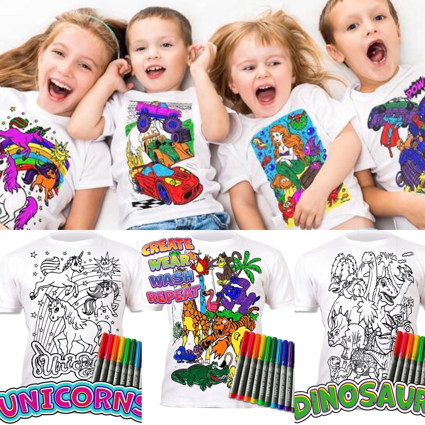 Krāsojamais t-krekls "Unicorn Stars"