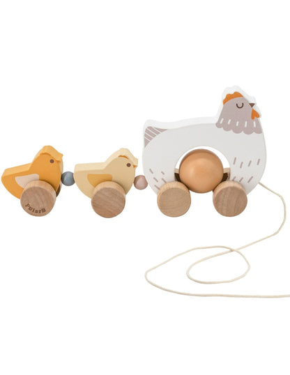 Koka vilkšanas rotaļlieta "Hen with Chicks"