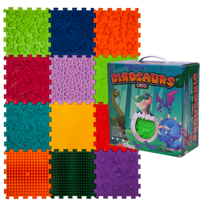 Ortopēdisko paklājiņu komplekts "Dinosaurs Puzzle 12 + 8"