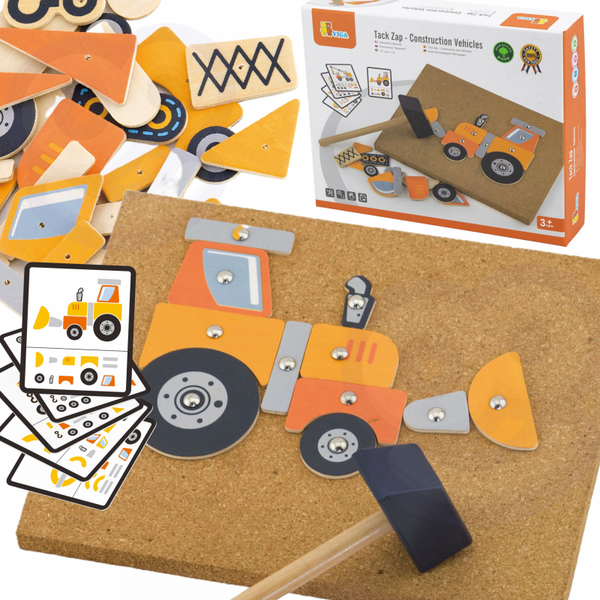 Spēle ar āmuru un nagliņām "Būvniecības transports"