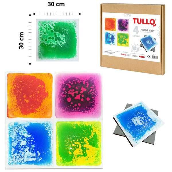 Sensorie paklājiņi ar šķidrumu "Liquid Sensory Mats" (4 gab.)