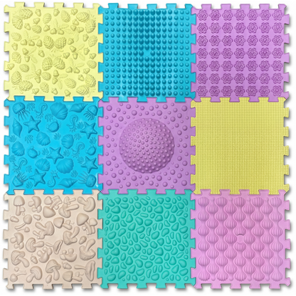 Ortopēdisko paklājiņu komplekts "Puzzle Mix Pastel 9"