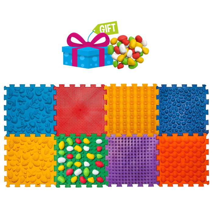 Ortopēdisko paklājiņu komplekts "Puzzle Mix 8 + STONES"