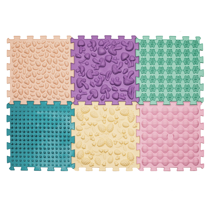 Ortopēdisko paklājiņu komplekts "Puzzle Mix Pastel 6"