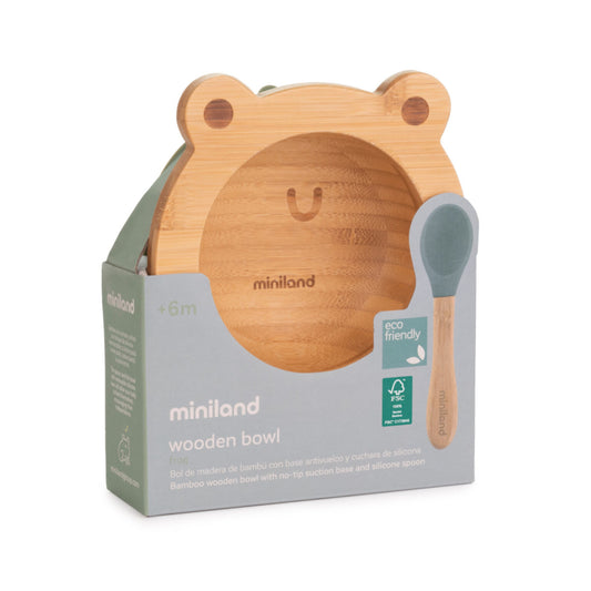 Bambusa bļoda ar karoti "Frog"