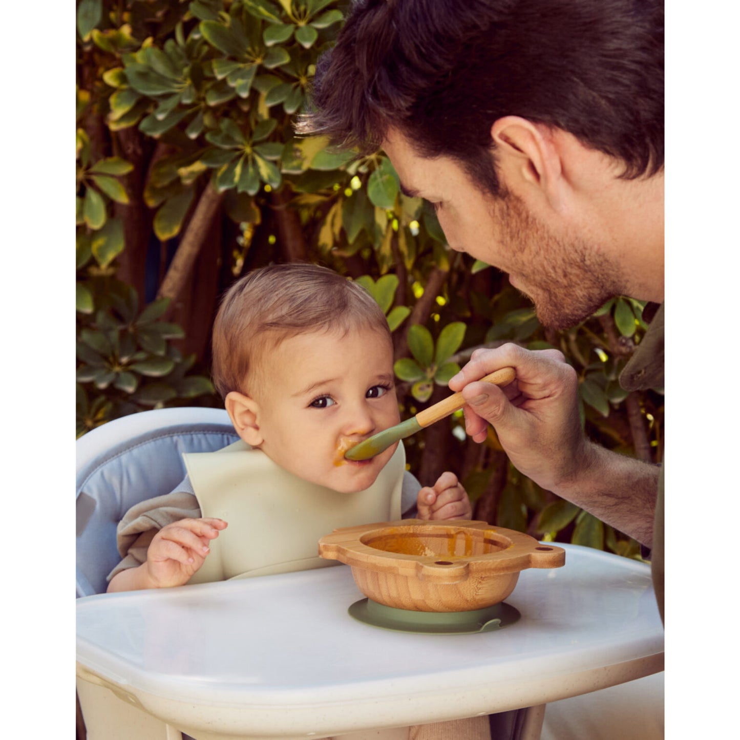 Bambusa bļoda ar karoti "Frog"