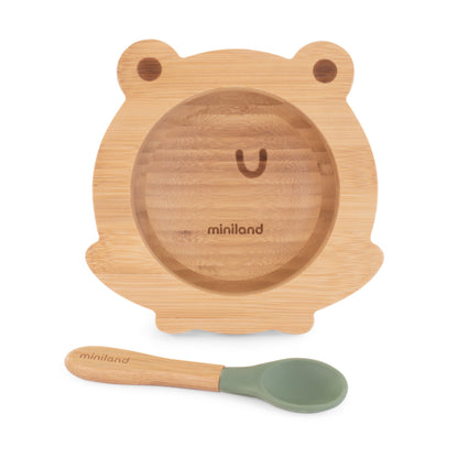 Bambusa bļoda ar karoti "Frog"