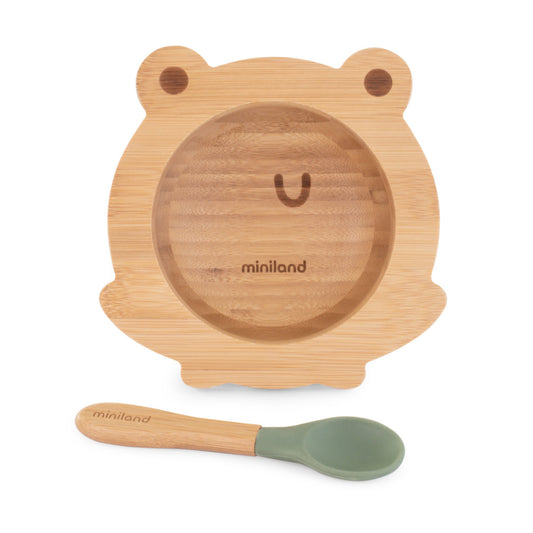 Bambusa bļoda ar karoti "Frog"