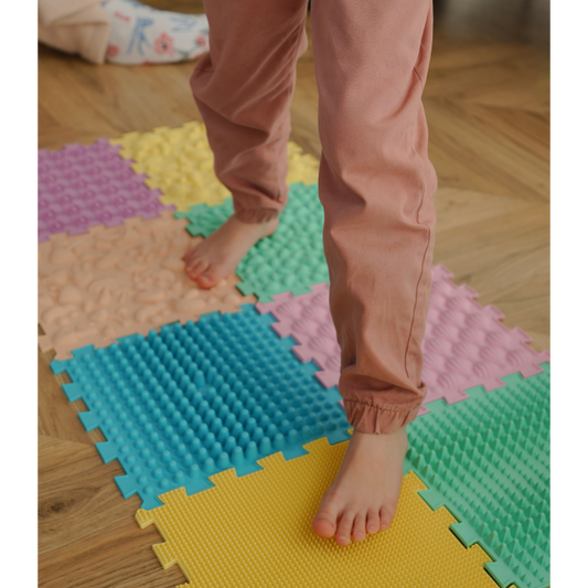 Ortopēdisko paklājiņu komplekts "Puzzle Mix Pastel 10"