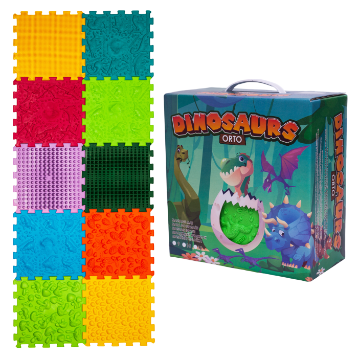 Ortopēdisko paklājiņu komplekts "Dinosaurs Puzzle 10 + 6"