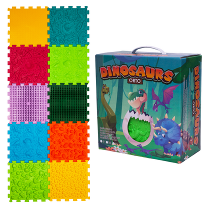 Ortopēdisko paklājiņu komplekts "Dinosaurs Puzzle 10 + 6"