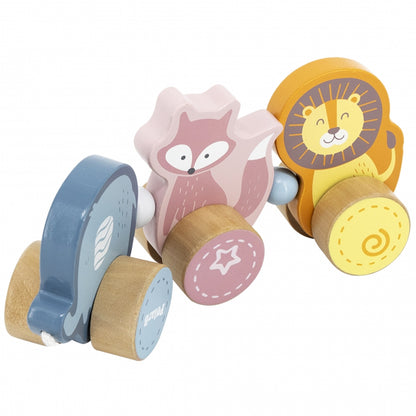 Koka vilkšanas rotaļlieta "Twisting Pull Along"