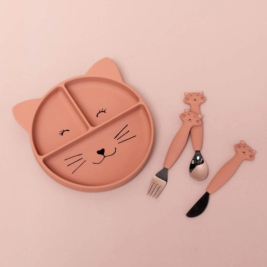 Silikona šķīvis ar piesūcekni "Mrs. Cat"