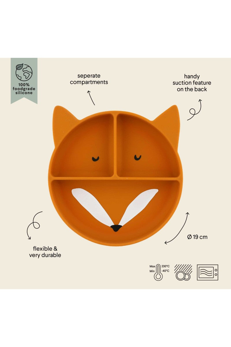 Silikona šķīvis ar piesūcekni "Mr. Fox"