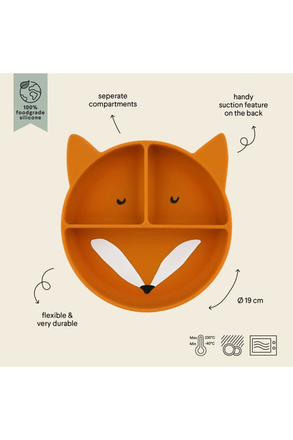Silikona šķīvis ar piesūcekni "Mr. Fox"