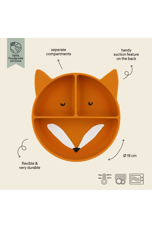 Silikona šķīvis ar piesūcekni "Mr. Fox"