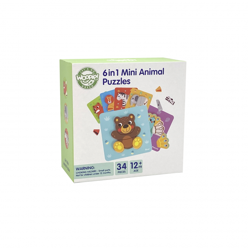 Koka puzle "6 in 1 Mini Animal Puzzle"