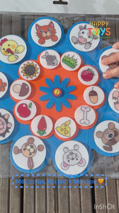 Spēle ar Velcro lipekļiem "Kas ko ēd?"