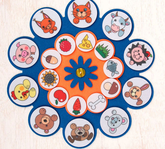 Spēle ar Velcro lipekļiem "Kas ko ēd?"