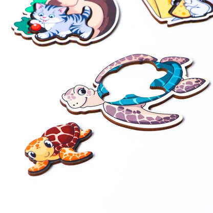 Деревянные пазлы "Мамы и детёныши"