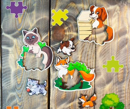Деревянные пазлы "Мамы и детёныши"